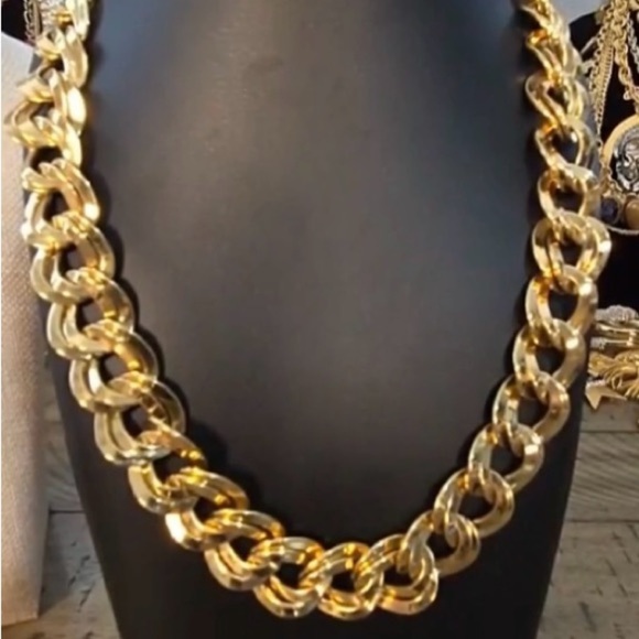 Vintage Monet Gold Tone Double Link Chain Necklace - Picture 1 of 3